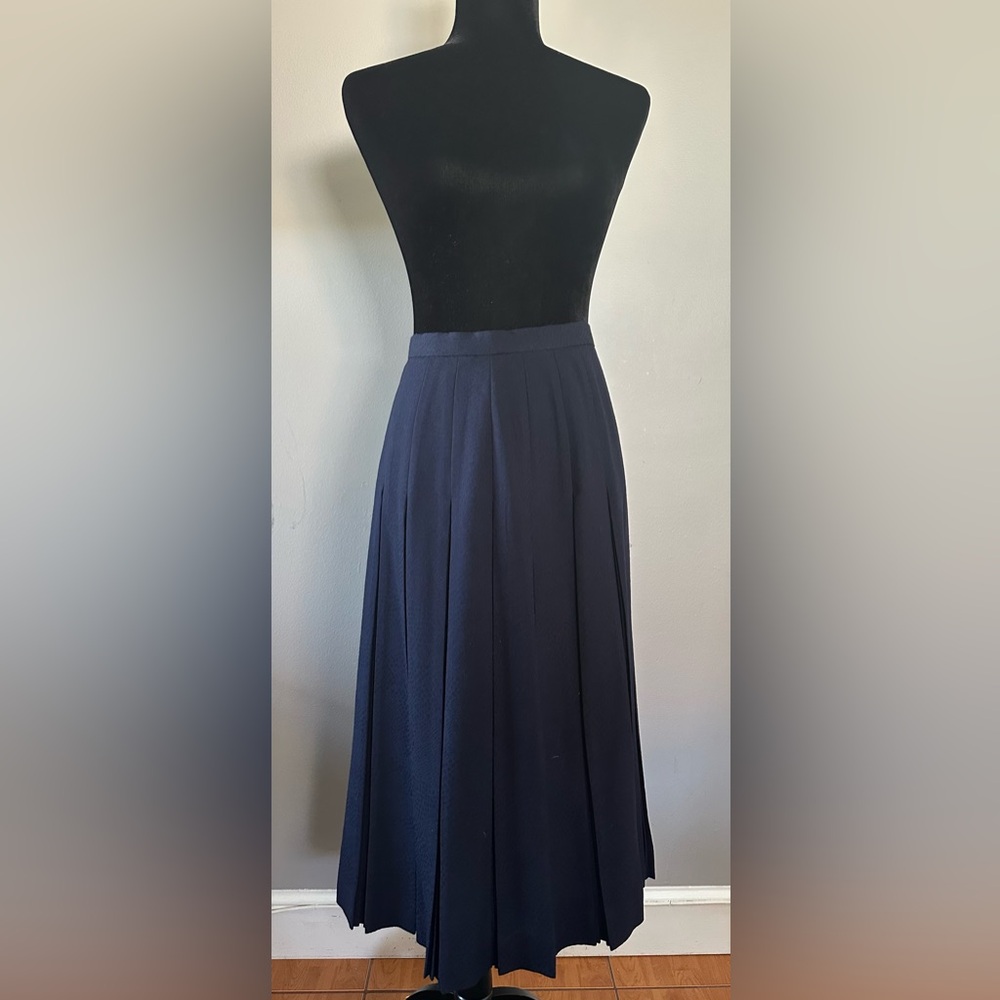 Burberry Wool Navy A-Line Skirt - Picture 2 of 6